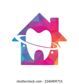 Dental planet home shape concept vector logo design. Dentistry clinic vector logo concept.