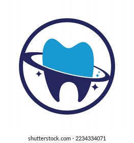 Dental planet vector logo design. Dentistry clinic vector logo concept.