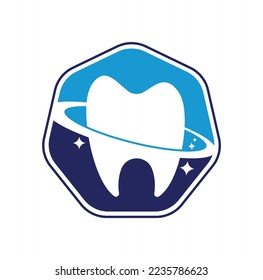 Dental planet vector logo design. Dentistry clinic vector logo concept.