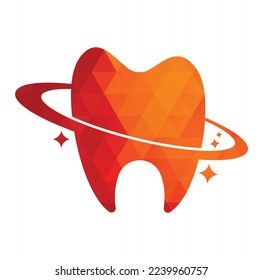 Diseño del logo vectorial del planeta dental. Concepto del logotipo vectorial de la clínica de odontología.