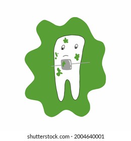 dental plaque doodle icon, vector illustration, hand drawn