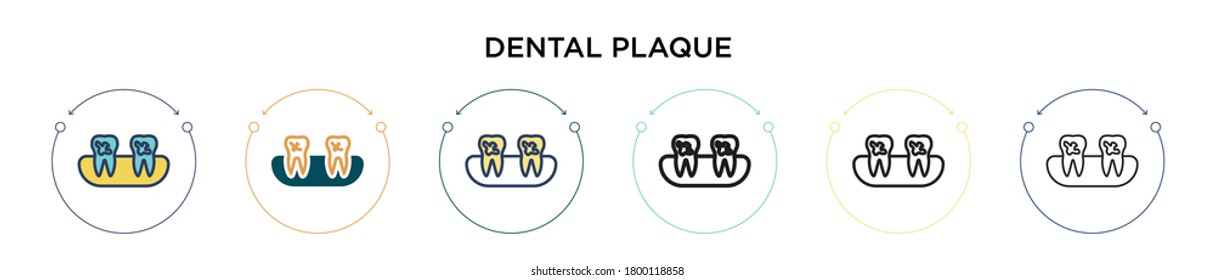 Dental plaque icon in filled, thin line, outline and stroke style. Vector illustration of two colored and black dental plaque vector icons designs can be used for mobile, ui, web