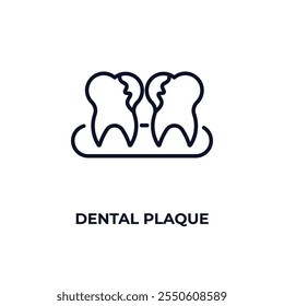 ícone de contorno da placa dental. Vetor linear do conceito de dentista. Ícone de placa dental de linha fina isolado no fundo branco