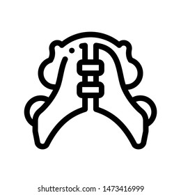 Dental Plate Stomatology Vector Thin Line Icon. Dental Lamina, Dentist Instrument Equipment And Device Linear Pictogram. Medical Treatment Therapy Dentistry Monochrome Contour Illustration