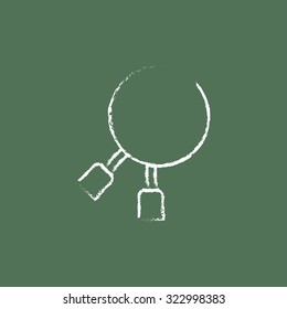 Dental pliers hand drawn in chalk on a blackboard vector white icon isolated on a green background.