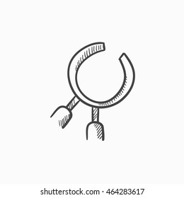 Dental pliers vector sketch icon isolated on background. Hand drawn Dental pliers icon. Dental pliers sketch icon for infographic, website or app.