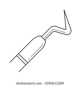 Dental probe vector line icon isolated on white background. Dental probe line icon for infographic, website or app. Icon designed on a grid system.
