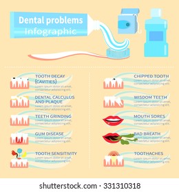 Dental problem health care, health elements infographic