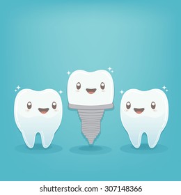 Dental Problem - dental implant screw make teeth happy in beautiful smile