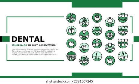 vector de la página web de aterrizaje del consultorio dental. odontólogo, implante odontológico, diente de cuidado, oral de salud, tratamiento, clínica de procedimiento odontológico médico Ilustración