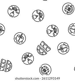 dental procedure clinic vector seamless pattern thin line illustration