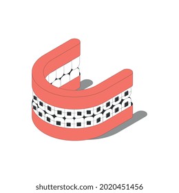 Dental prosthesis with braces 3d isometric icon vector illustration
