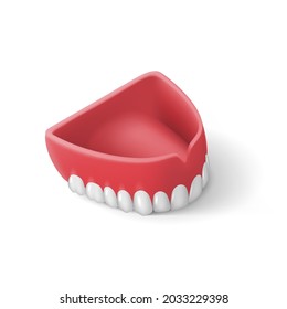 Dental Prosthesis. False Jaw Icon. Isometric Illustration of Upper Jaw The icon on White Backdrop. Orthodontic treatment concept