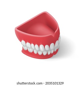 Dental Prosthesis. False Jaw Icon. Isometric Illustration of False Jaw Icon on White Background