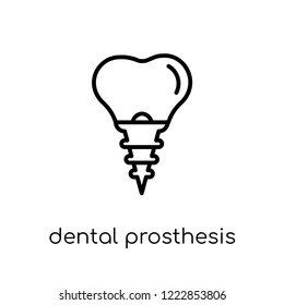 Dental prosthesis icon. Trendy modern flat linear vector Dental prosthesis icon on white background from thin line Dentist collection, editable outline stroke vector illustration