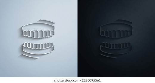 Icono de papel protésico dental con efecto de sombra diseño de iluminación vectorial