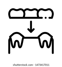 Dental Prosthesis Stomatology Vector Sign Icon Thin Line. Stomatology Dentist Instrument Equipment And Device Linear Pictogram. Medical Treatment Therapy Dentistry Monochrome Contour Illustration