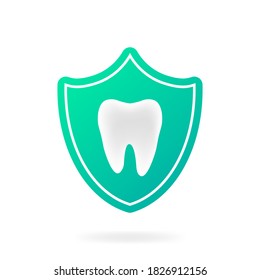 Dental protect. Flat design. Vector label illustration.