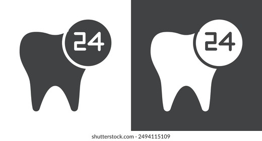 Dental Protection for 24 Hours icon Flat set in black and white color outline vector