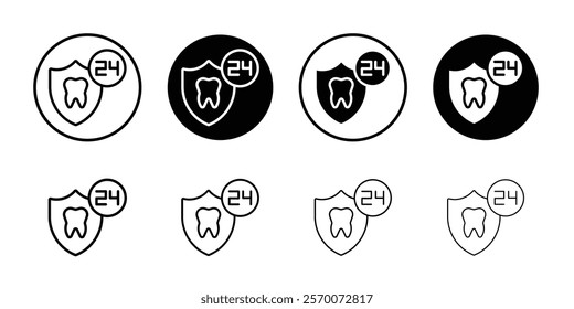 Dental Protection for 24 Hours icon Outline vector for web ui