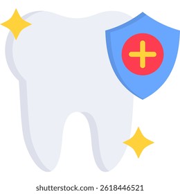 Dental Protection Icon Flat Vector Illustration