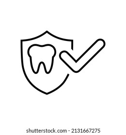 Dental protection outline icon. Line art design.