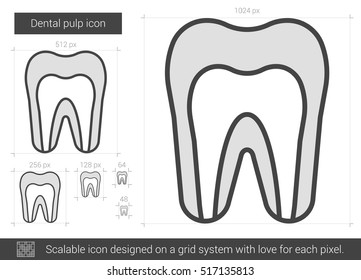 Dental pulp vector line icon isolated on white background. Dental pulp line icon for infographic, website or app. Scalable icon designed on a grid system.