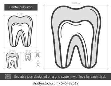 Dental pulp vector line icon isolated on white background. Dental pulp line icon for infographic, website or app. Scalable icon designed on a grid system.