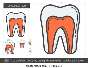Dental pulp vector line icon isolated on white background. Dental pulp line icon for infographic, website or app. Scalable icon designed on a grid system.