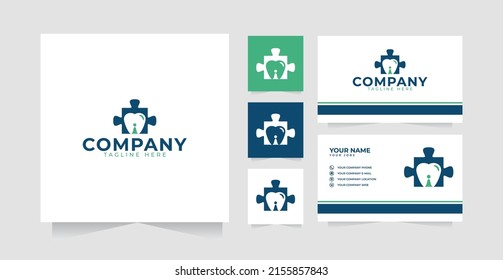 Dental puzzle doctor logo design inspiration and business card