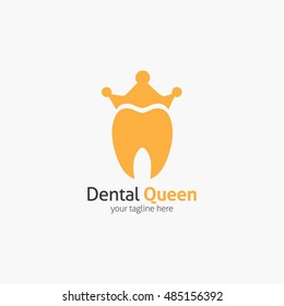 Dental Queen logo design template. Tooth creative symbol. Vector Illustration