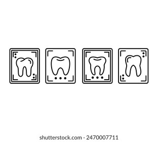 Iconos de radiografía dental Vector de diseño símbolo línea simple blanco negro ilustración colecciones Conjuntos 