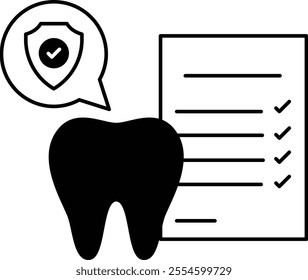 dental record history, assessment and diagnosis report concept, insurance claim document vector outline design, Odontology symbol, manual dexterity sign Dentist tools stock illustration