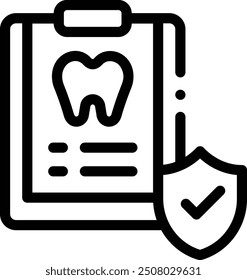 icono de registro dental. Diseño De Estilo Lineal Delgado Aislado Sobre Fondo Blanco