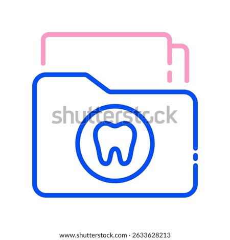Dental Record Vector Icon for Patient Medical History. Tooth file icon, clinic documentation concept, dental report illustration
