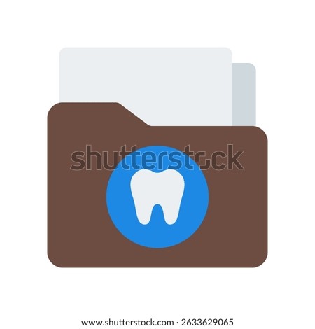 Dental Record Vector Icon for Patient Medical History. Tooth file icon, clinic documentation concept, dental report illustration
