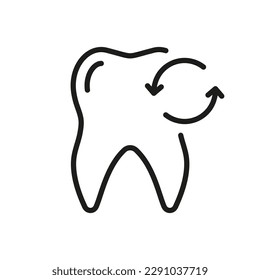 Dental Recovery Line Icon. Lose Temporary Baby Teeth Linear Pictogram. Milk Tooth Extraction Outline Symbol. Dental Treatment Sign. Editable Stroke. Isolated Vector Illustration.