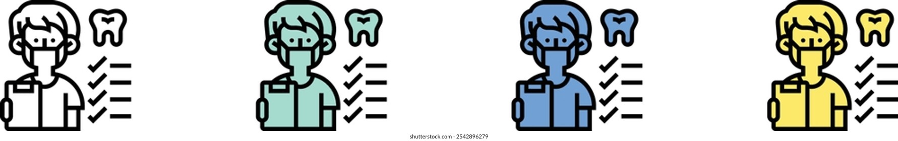 dental report icon. Outline, Green, Blue and Yellow Style Design Isolated On White Background