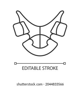 Dental retainer linear icon. Realigning teeth device. Orthodontic treatment. Removable appliance. Thin line customizable illustration. Contour symbol. Vector isolated outline drawing. Editable stroke