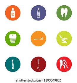 Dental revamp icons set. Flat set of 9 dental revamp vector icons for web isolated on white background