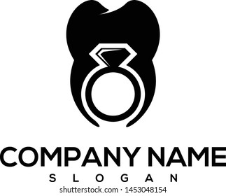 DENTAL ring love logo design vector