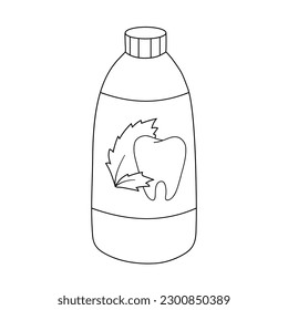 Dental Rinse Aid outline doodle. Dental hygiene, Oral care. Vector line illustration isolated on white background