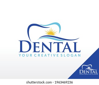 Dental River logo design vector