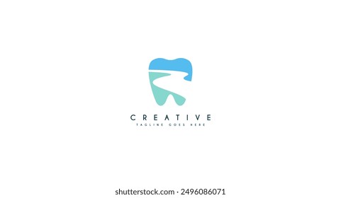 Dental with River logo design vector illustration.