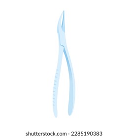 Dental Root Extracting Forceps. Dental Oral Tool. Modern Flat Vector Illustration.