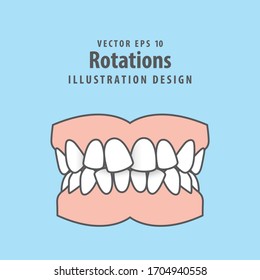 Dental rotations teeth illustration vector design on blue background. Dental care concept.