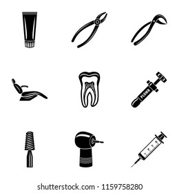 Dental salon icons set. Simple set of 9 dental salon vector icons for web isolated on white background