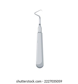 Dental scaler tool icon isolated on white background. Stomatology instrument gracey curette -  Dentist tools flat design cartoon style vector illustration.