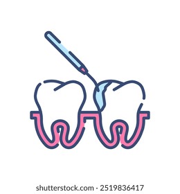 Icono de color de relleno de escala dental, Ilustración vectorial