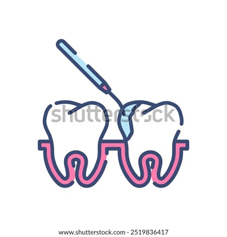 Dental Scaling Fill Color Icon, Vector illustration